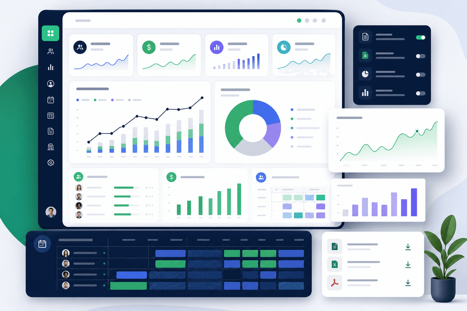 Planzion analytics and payroll dashboard illustration